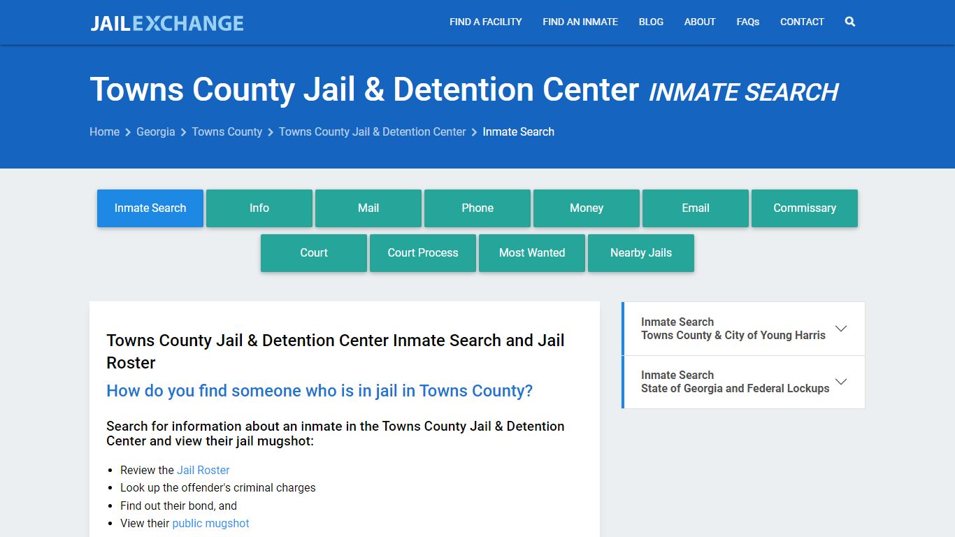 Towns County Jail & Detention Center Inmate Search
